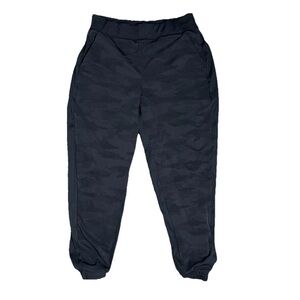 Athleta Black Athletic Brooklyn Lined Camo Jogger Pants Sz 8 Zip Back Pockets